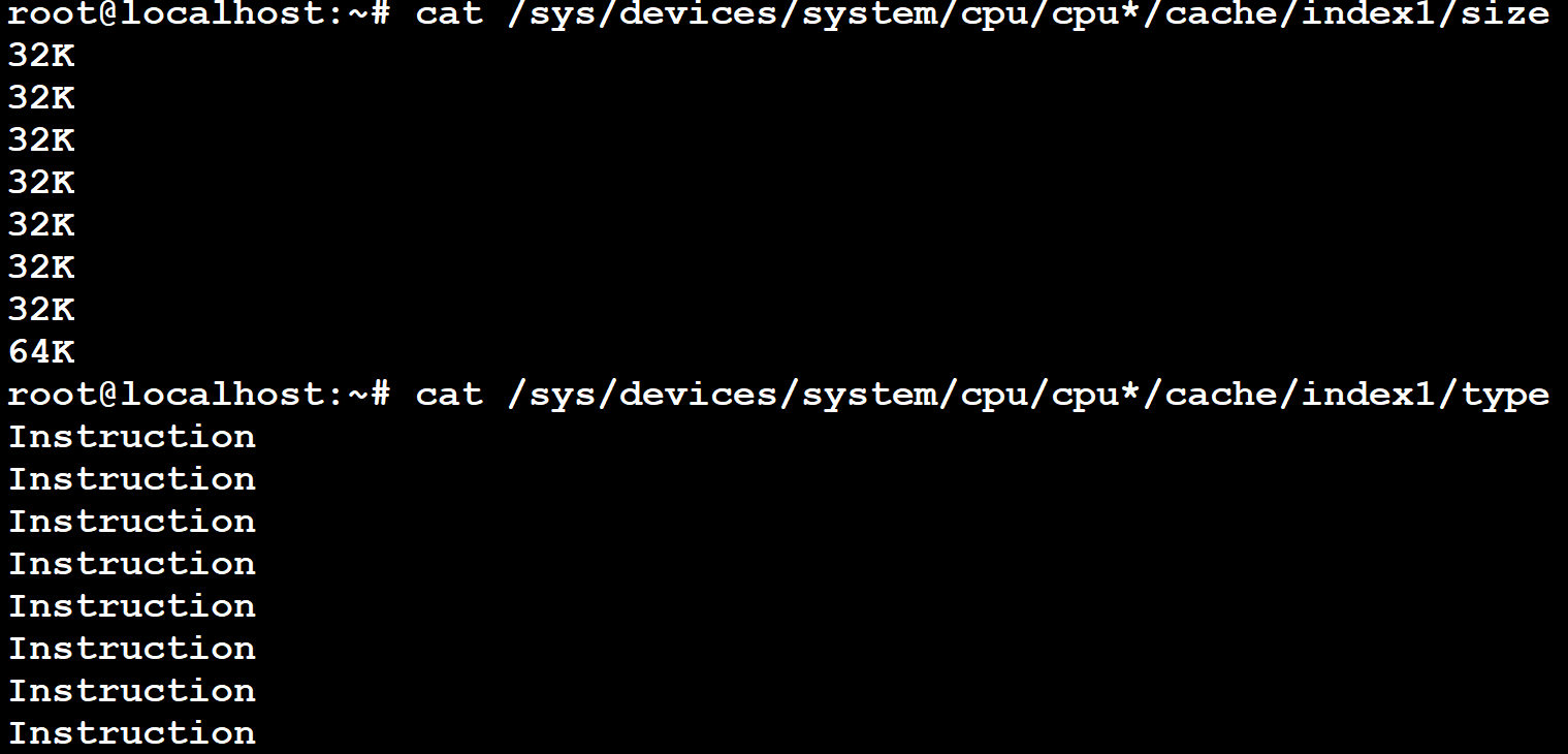 PPTT ACPI table content with instruction cache information