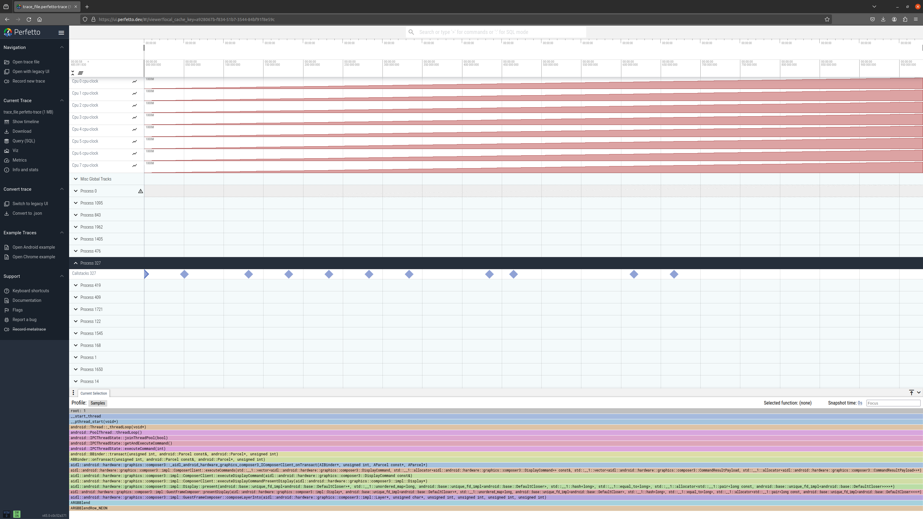 Example 3 - call stack sampling of processes
